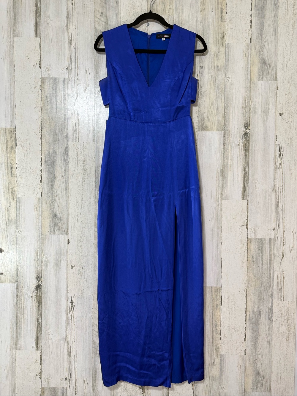 Slate & Willow Gown Cobalt Blue V-NeckDramatic High Slit Stunning Dress